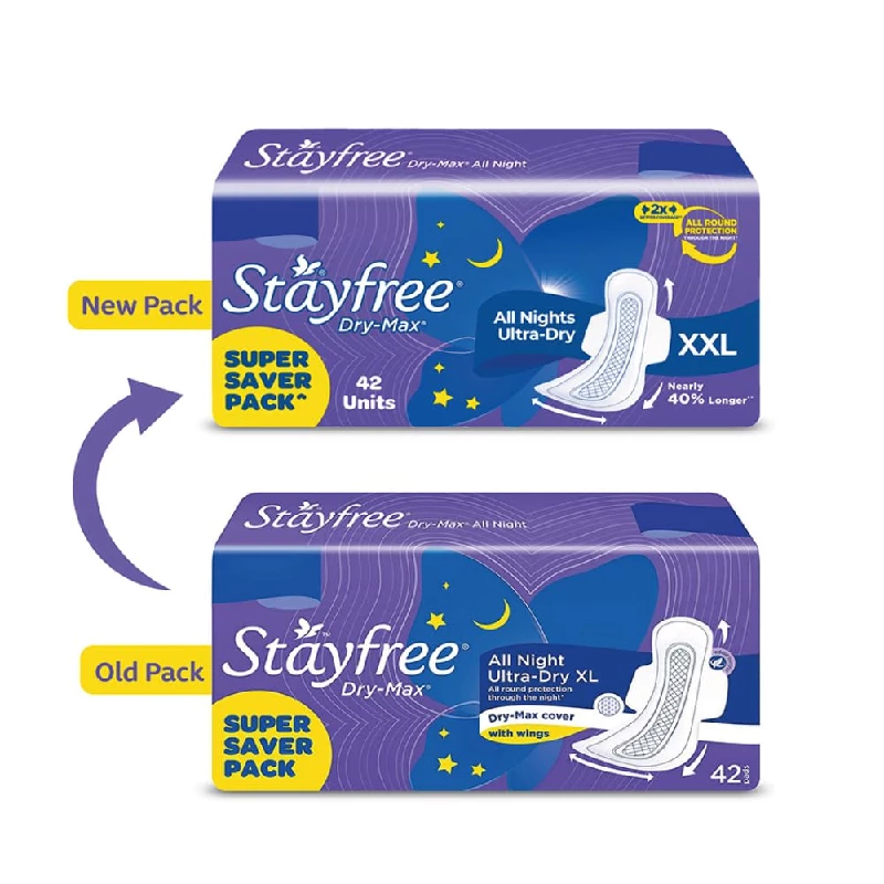 Stayfree Dry Max XXL All Night Dry Cover Sanitary Pads, 42 Pads-3.webp